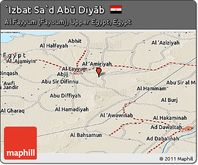 Shaded Relief Panoramic Map of `Izbat Sa`d Abū Diyāb