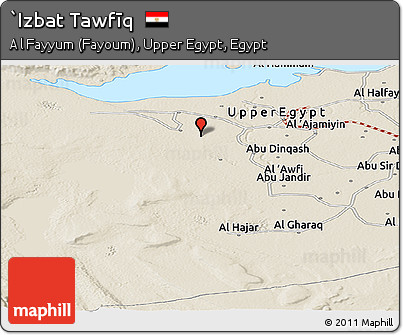 Shaded Relief Panoramic Map of `Izbat Tawfīq