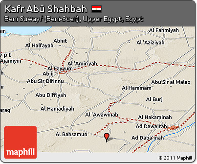 Shaded Relief Panoramic Map of Kafr Abū Shahbah