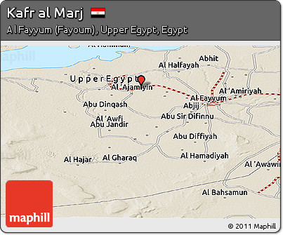 Shaded Relief Panoramic Map of Kafr Al Marj