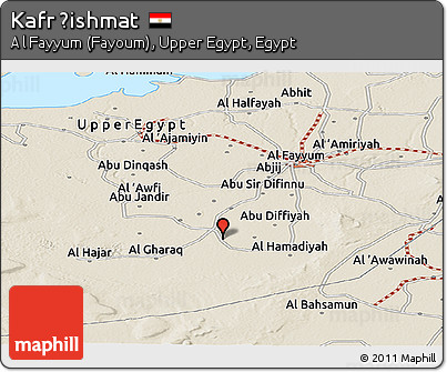 Shaded Relief Panoramic Map of Kafr Ḩishmat
