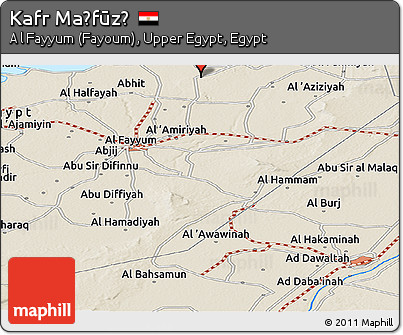 Shaded Relief Panoramic Map of Kafr Maḩfūz̧
