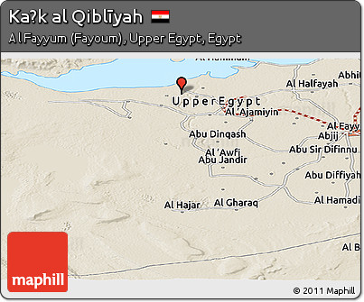 Shaded Relief Panoramic Map of Kaḩk Al Qiblīyah