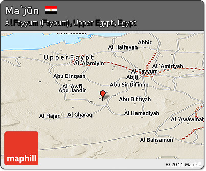 Shaded Relief Panoramic Map of Ma`jūn