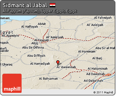 Shaded Relief Panoramic Map of Sidmant Al Jabal