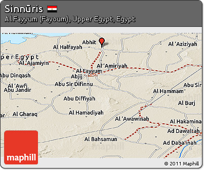 Shaded Relief Panoramic Map of Sinnūris