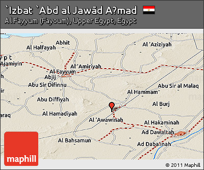Shaded Relief Panoramic Map of `Izbat `Abd Al Jawād Aḩmad