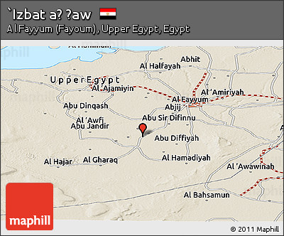 Shaded Relief Panoramic Map of `Izbat Aḑ Ḑaw