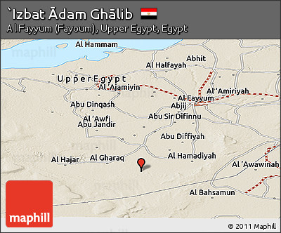 Shaded Relief Panoramic Map of `Izbat Ādam Ghālib