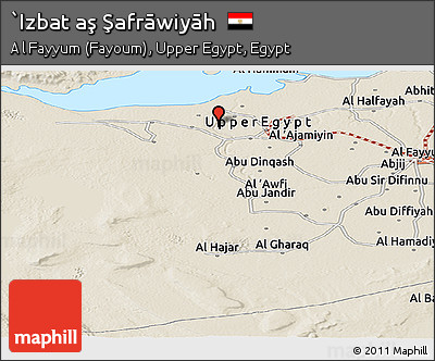 Shaded Relief Panoramic Map of `Izbat Aş Şafrāwiyāh