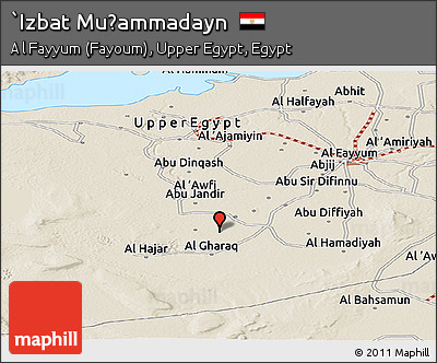 Shaded Relief Panoramic Map of `Izbat Muḩammadayn