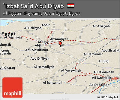 Shaded Relief Panoramic Map of `Izbat Sa`d Abū Diyāb