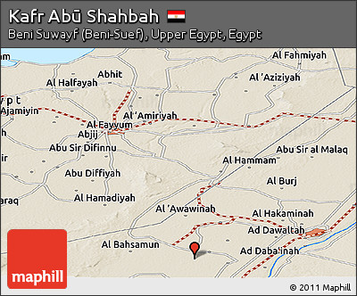 Shaded Relief Panoramic Map of Kafr Abū Shahbah