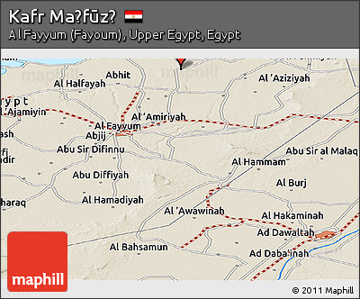 Shaded Relief Panoramic Map of Kafr Maḩfūz̧