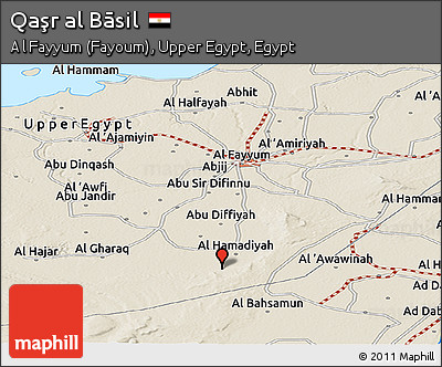 Shaded Relief Panoramic Map of Qaşr Al Bāsil
