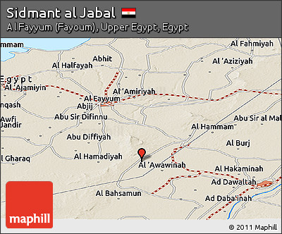Shaded Relief Panoramic Map of Sidmant Al Jabal