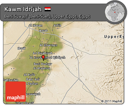 Satellite 3D Map of Kawm Idrījah