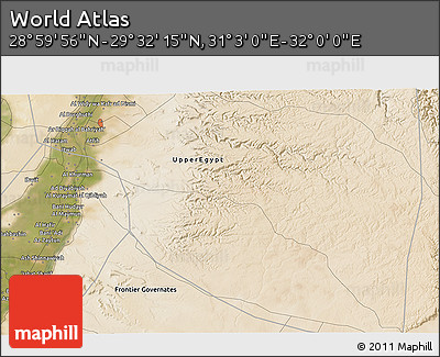 Satellite 3D Map of the Area around 29° 16' 6" N, 31° 31' 29" E