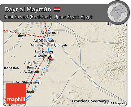 Shaded Relief 3D Map of Dayr Al Maymūn