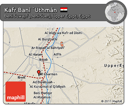 Shaded Relief 3D Map of Kafr Banī `Uthmān