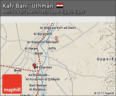 Shaded Relief 3D Map of Kafr Banī `Uthmān