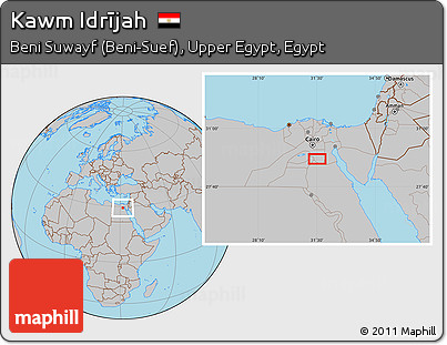 Gray Location Map of Kawm Idrījah
