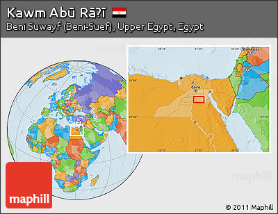 Political Location Map of Kawm Abū Rāḑī