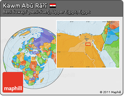Political Location Map of Kawm Abū Rāḑī