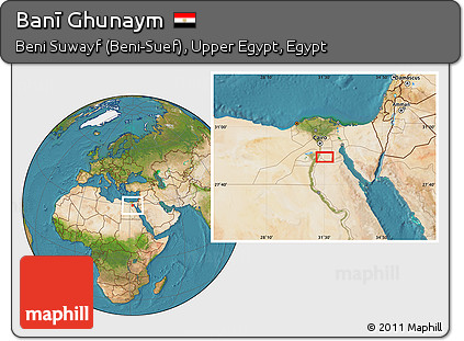 Satellite Location Map of Banī Ghunaym