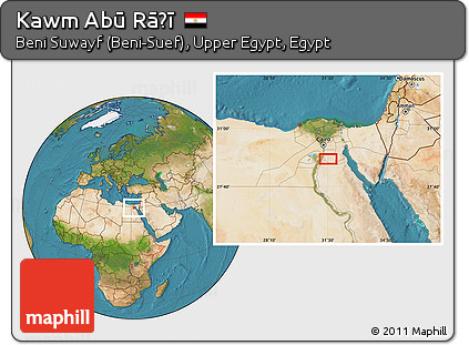 Satellite Location Map of Kawm Abū Rāḑī