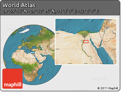 Satellite Location Map of the Area around 29° 16' 6" N, 31° 31' 29" E