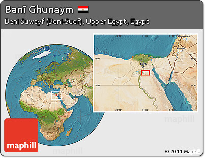 Satellite Location Map of Banī Ghunaym