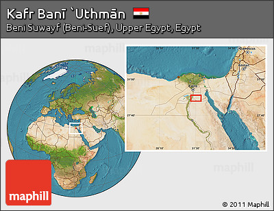 Satellite Location Map of Kafr Banī `Uthmān