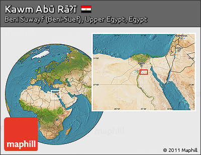 Satellite Location Map of Kawm Abū Rāḑī