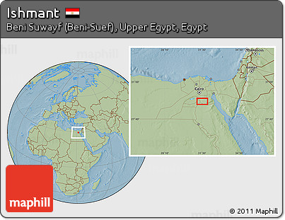 Savanna Style Location Map of Ishmant, hill shading