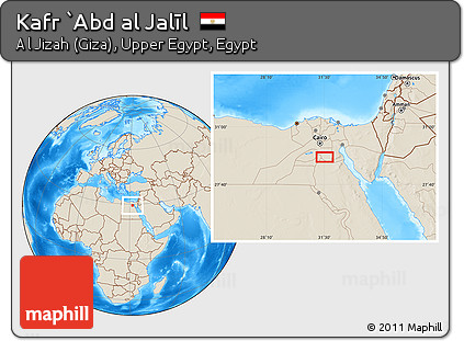 Shaded Relief Location Map of Kafr `Abd Al Jalīl