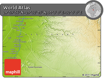Physical Map of the Area around 29° 16' 6" N, 31° 31' 29" E