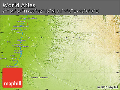 Physical Map of the Area around 29° 16' 6" N, 31° 31' 29" E