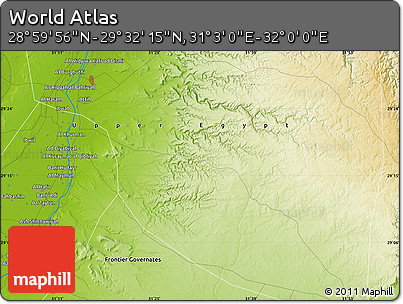 Physical Map of the Area around 29° 16' 6" N, 31° 31' 29" E