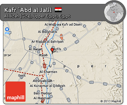 Shaded Relief Map of Kafr `Abd Al Jalīl