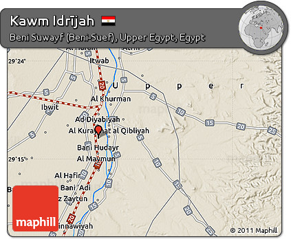 Shaded Relief Map of Kawm Idrījah
