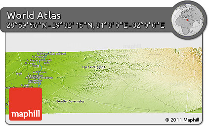 Physical Panoramic Map of the Area around 29° 16' 6" N, 31° 31' 29" E