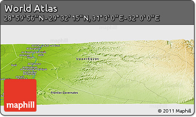 Physical Panoramic Map of the Area around 29° 16' 6" N, 31° 31' 29" E