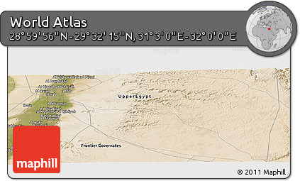 Satellite Panoramic Map of the Area around 29° 16' 6" N, 31° 31' 29" E