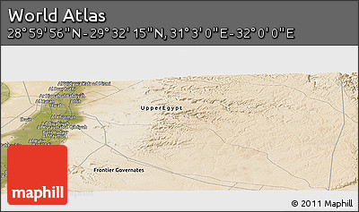 Satellite Panoramic Map of the Area around 29° 16' 6" N, 31° 31' 29" E
