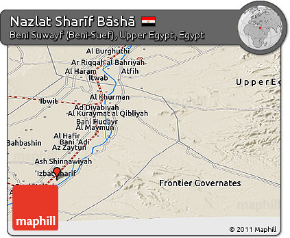 Shaded Relief Panoramic Map of Nazlat Sharīf Bāshā
