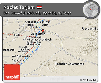 Shaded Relief Panoramic Map of Nazlat Tarjam