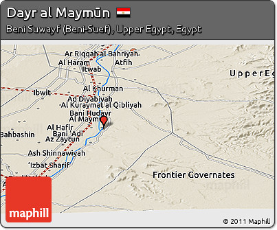 Shaded Relief Panoramic Map of Dayr Al Maymūn