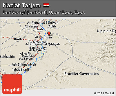 Shaded Relief Panoramic Map of Nazlat Tarjam