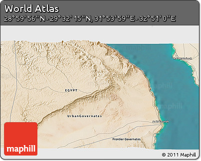 Satellite 3D Map of the Area around 29° 16' 6" N, 32° 22' 30" E